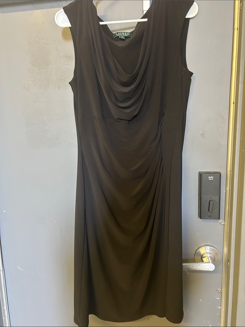 Ralph Lauren Black Sleeveless Cowl Neck Draped Dress